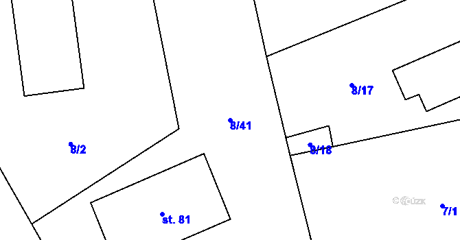 Parcela st. 8/41 v KÚ Vidonín, Katastrální mapa