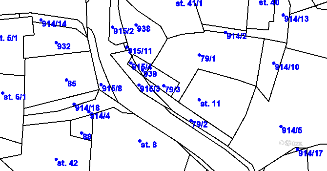 Parcela st. 79/3 v KÚ Vidonín, Katastrální mapa