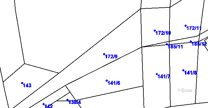 Parcela st. 172/9 v KÚ Vidonín, Katastrální mapa
