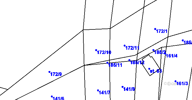 Parcela st. 172/10 v KÚ Vidonín, Katastrální mapa