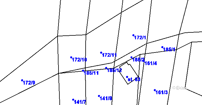Parcela st. 172/11 v KÚ Vidonín, Katastrální mapa