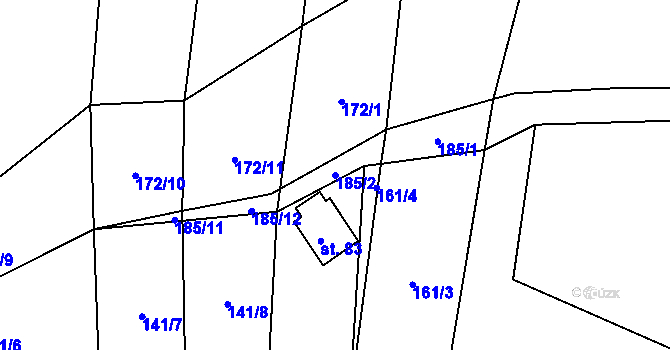 Parcela st. 185/2 v KÚ Vidonín, Katastrální mapa