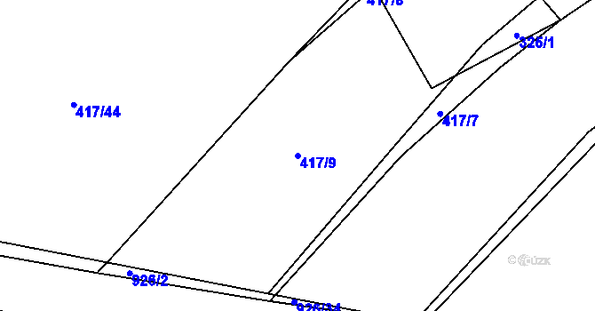 Parcela st. 417/9 v KÚ Vidonín, Katastrální mapa