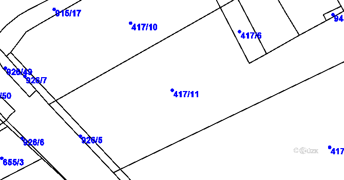 Parcela st. 417/11 v KÚ Vidonín, Katastrální mapa