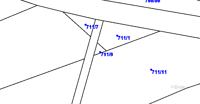 Parcela st. 711/9 v KÚ Vidonín, Katastrální mapa