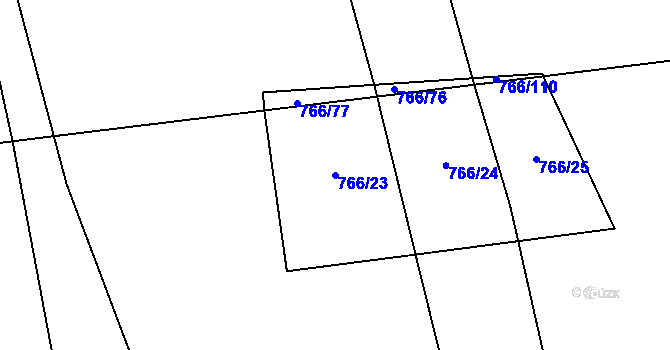 Parcela st. 766/23 v KÚ Vidonín, Katastrální mapa