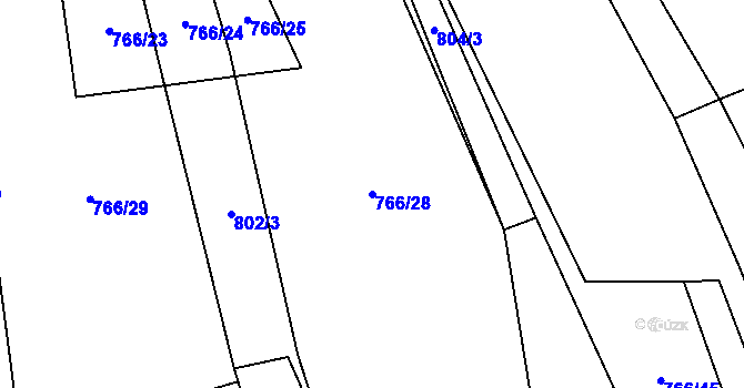 Parcela st. 766/28 v KÚ Vidonín, Katastrální mapa