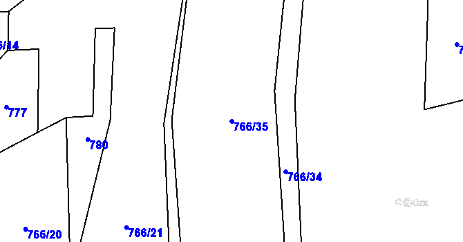 Parcela st. 766/35 v KÚ Vidonín, Katastrální mapa