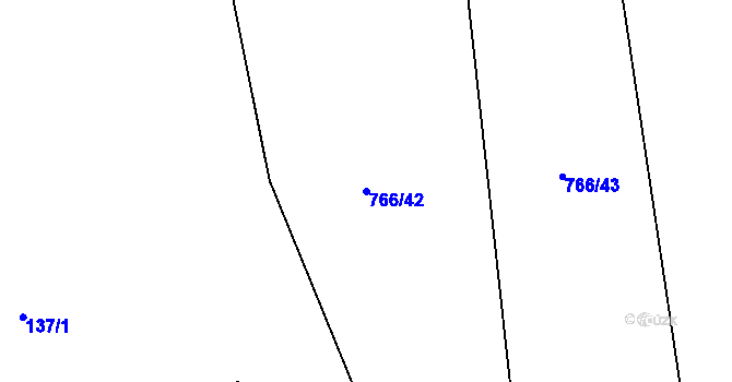 Parcela st. 766/42 v KÚ Vidonín, Katastrální mapa