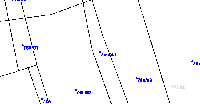 Parcela st. 766/83 v KÚ Vidonín, Katastrální mapa