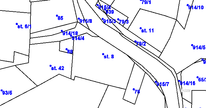 Parcela st. 8 v KÚ Vidonín, Katastrální mapa