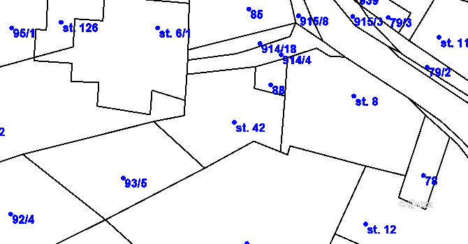 Parcela st. 42 v KÚ Vidonín, Katastrální mapa