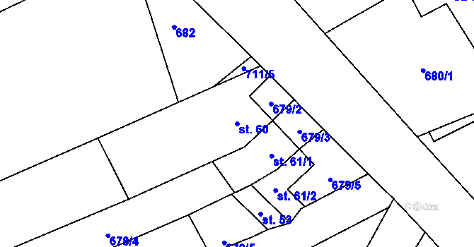 Parcela st. 60 v KÚ Vidonín, Katastrální mapa