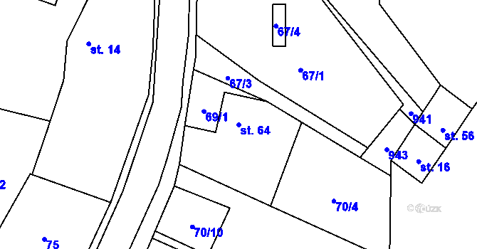 Parcela st. 64 v KÚ Vidonín, Katastrální mapa
