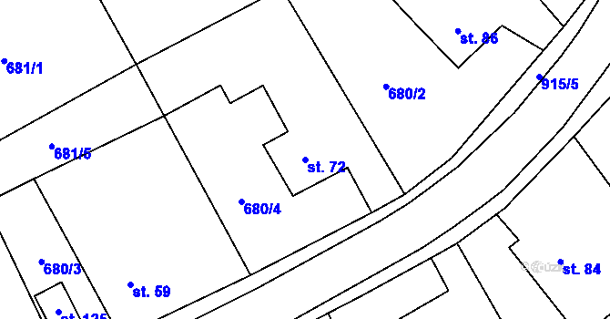 Parcela st. 72 v KÚ Vidonín, Katastrální mapa