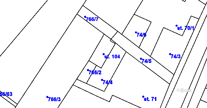Parcela st. 104 v KÚ Vidonín, Katastrální mapa