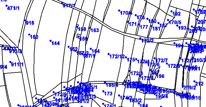 Parcela st. 172 v KÚ Vidonín, Katastrální mapa