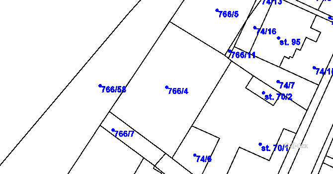 Parcela st. 766/4 v KÚ Vidonín, Katastrální mapa
