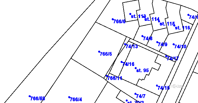 Parcela st. 766/5 v KÚ Vidonín, Katastrální mapa
