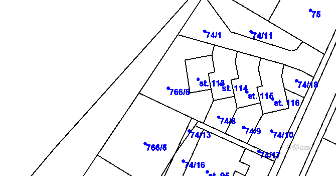Parcela st. 766/6 v KÚ Vidonín, Katastrální mapa