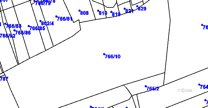 Parcela st. 766/10 v KÚ Vidonín, Katastrální mapa