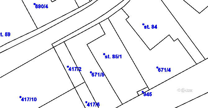 Parcela st. 85/1 v KÚ Vidonín, Katastrální mapa