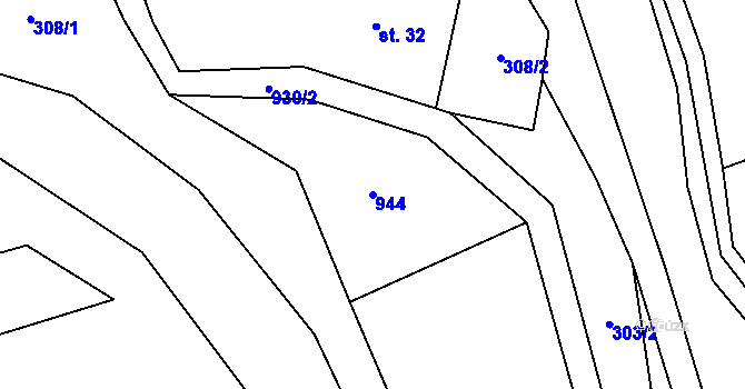 Parcela st. 944 v KÚ Vidonín, Katastrální mapa
