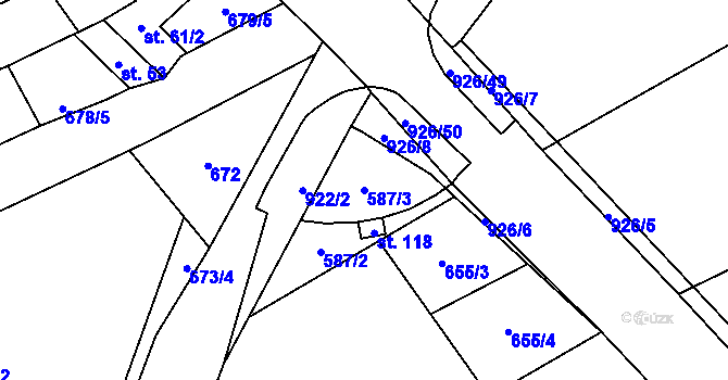 Parcela st. 587/3 v KÚ Vidonín, Katastrální mapa
