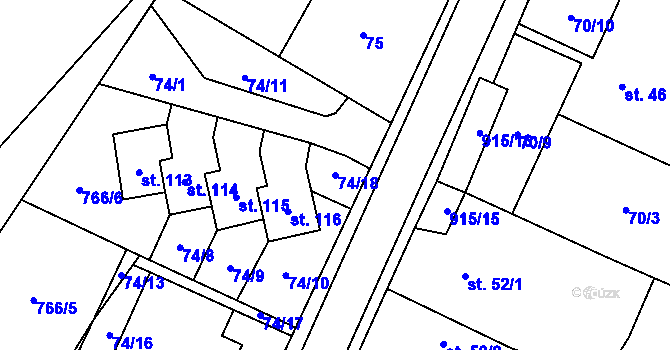 Parcela st. 74/18 v KÚ Vidonín, Katastrální mapa