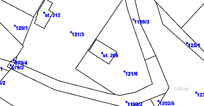 Parcela st. 286 v KÚ Vigantice, Katastrální mapa