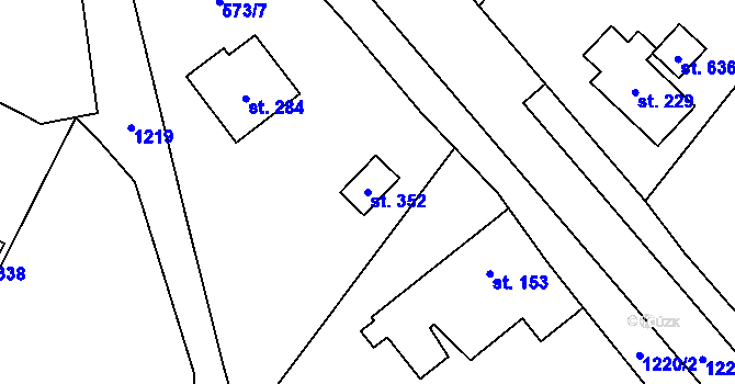 Parcela st. 352 v KÚ Vigantice, Katastrální mapa