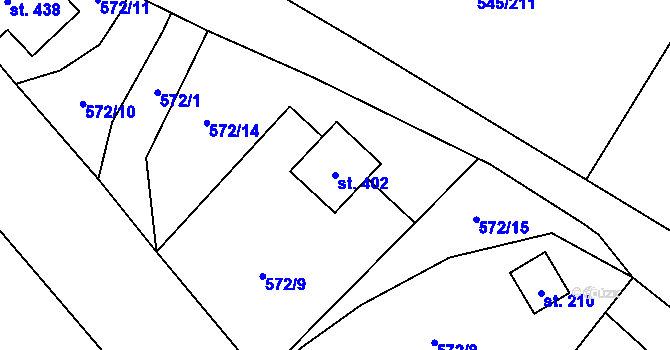 Parcela st. 402 v KÚ Vigantice, Katastrální mapa