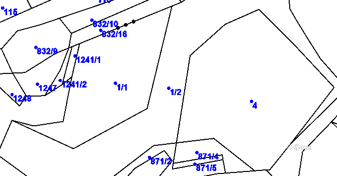 Parcela st. 1/2 v KÚ Vigantice, Katastrální mapa
