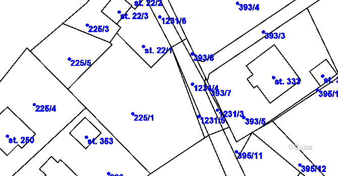 Parcela st. 225/2 v KÚ Vigantice, Katastrální mapa