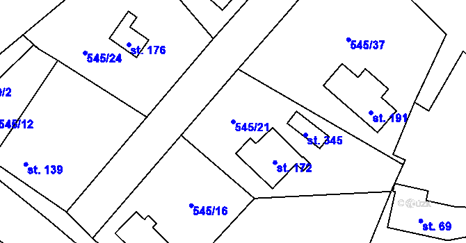 Parcela st. 545/21 v KÚ Vigantice, Katastrální mapa