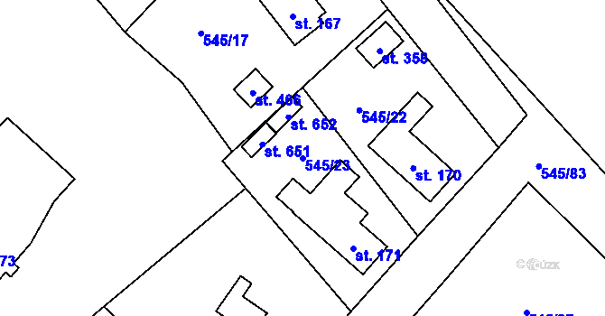 Parcela st. 545/23 v KÚ Vigantice, Katastrální mapa