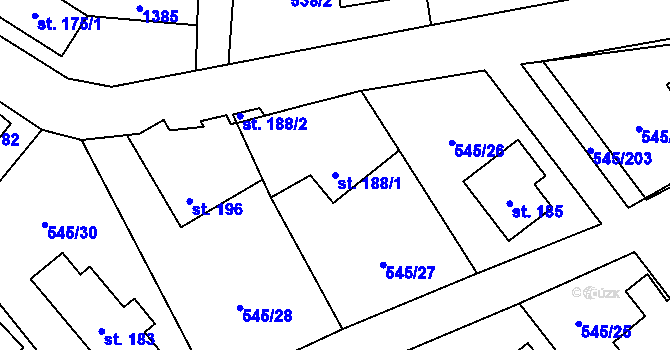Parcela st. 188/1 v KÚ Vigantice, Katastrální mapa