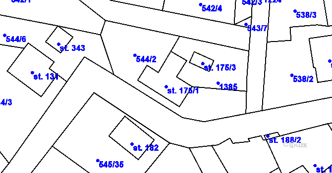 Parcela st. 175/1 v KÚ Vigantice, Katastrální mapa