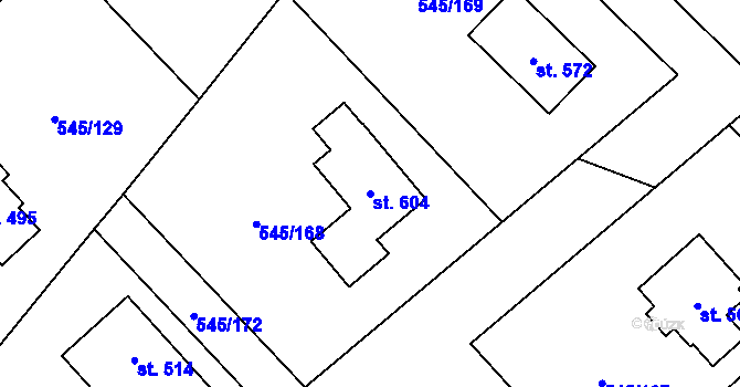 Parcela st. 604 v KÚ Vigantice, Katastrální mapa