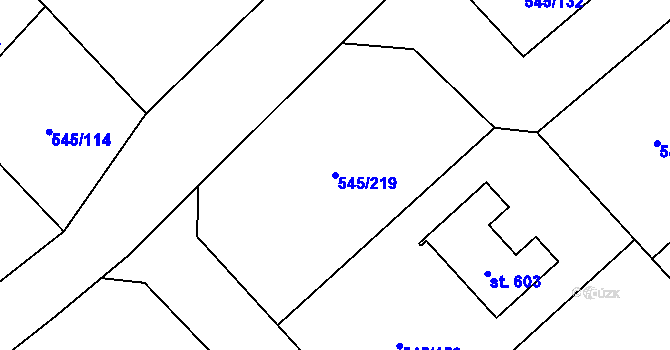 Parcela st. 545/219 v KÚ Vigantice, Katastrální mapa
