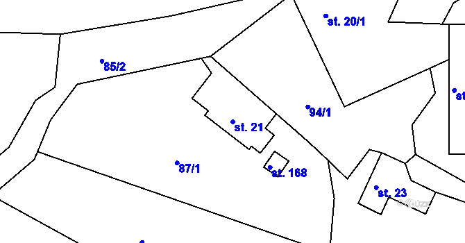 Parcela st. 21 v KÚ Horní Sytová, Katastrální mapa