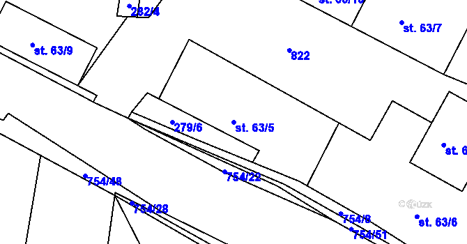 Parcela st. 63/5 v KÚ Horní Sytová, Katastrální mapa