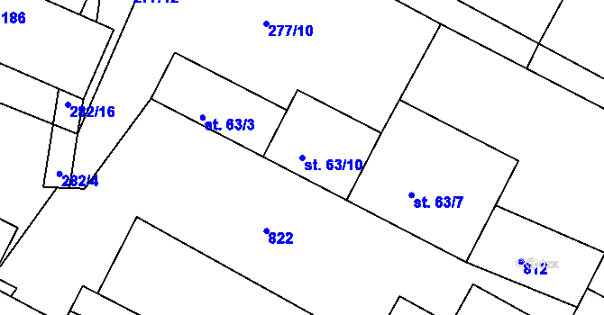 Parcela st. 63/10 v KÚ Horní Sytová, Katastrální mapa