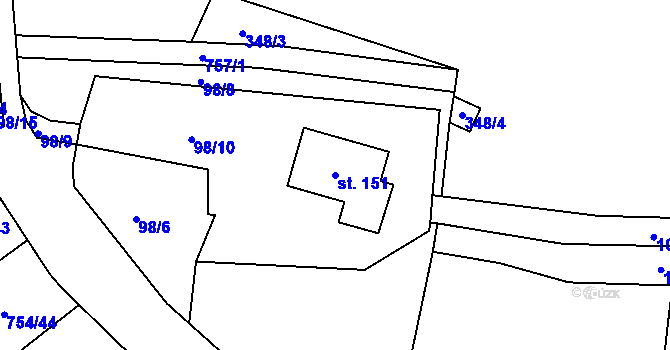 Parcela st. 151 v KÚ Horní Sytová, Katastrální mapa