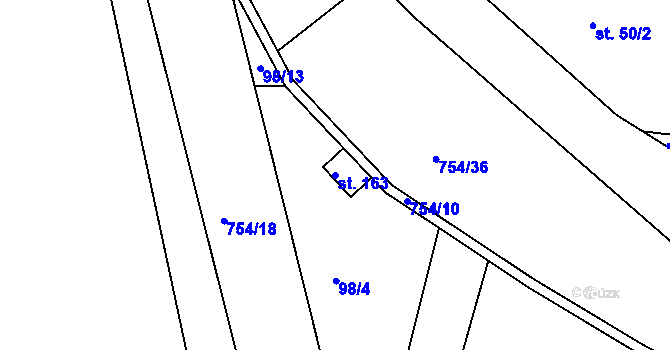 Parcela st. 163 v KÚ Horní Sytová, Katastrální mapa