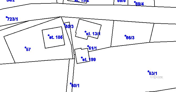 Parcela st. 61/1 v KÚ Horní Sytová, Katastrální mapa