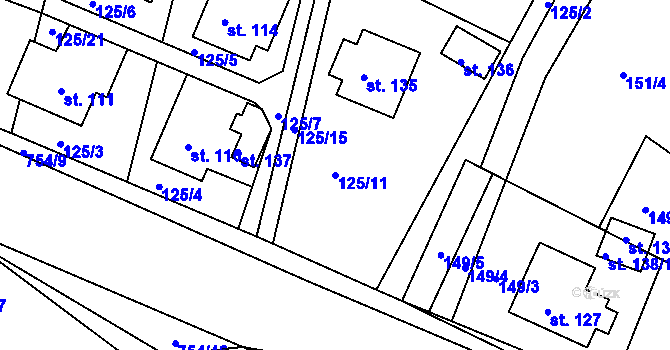 Parcela st. 125/11 v KÚ Horní Sytová, Katastrální mapa