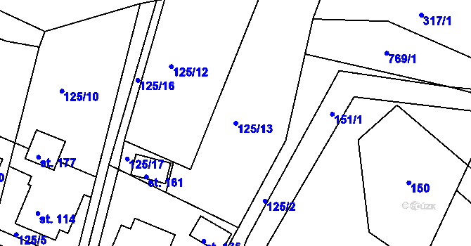 Parcela st. 125/13 v KÚ Horní Sytová, Katastrální mapa