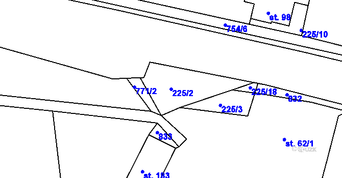 Parcela st. 225/2 v KÚ Horní Sytová, Katastrální mapa