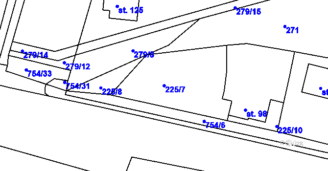 Parcela st. 225/7 v KÚ Horní Sytová, Katastrální mapa